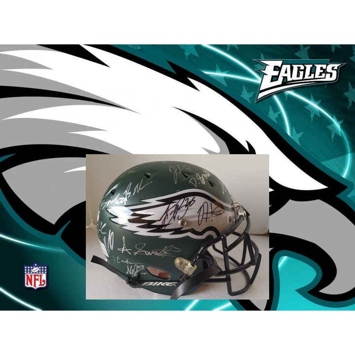 Philadelphia Eagles Schutt Pro Model Authentic Helmet team signed Saquon Barkley Aj Brown Devanta Smith Jalen Hurts Helmet signed with proof