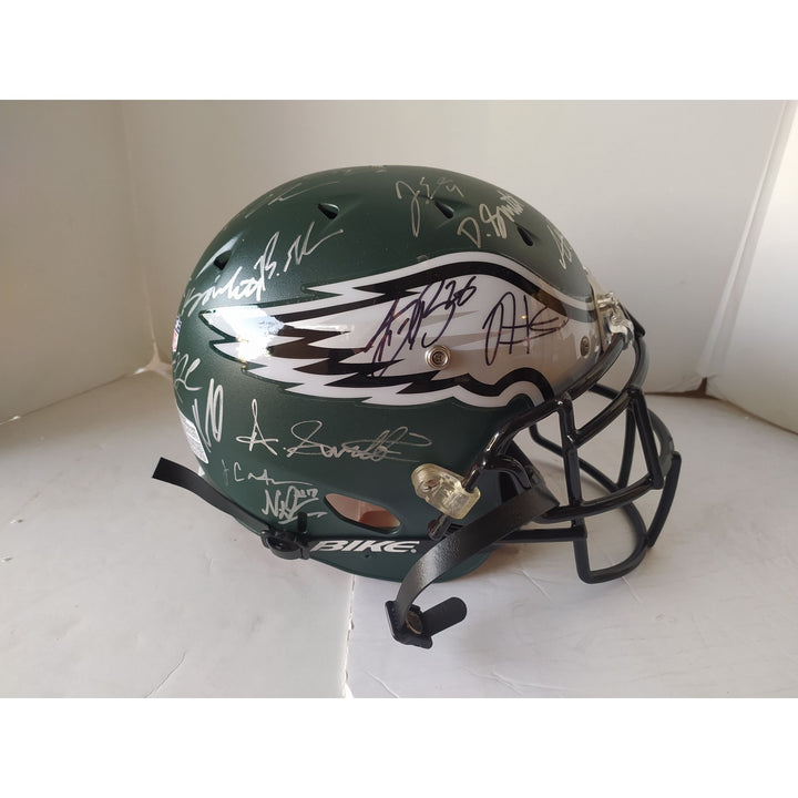 Philadelphia Eagles Schutt Pro Model Authentic Helmet team signed Saquon Barkley Aj Brown Devanta Smith Jalen Hurts Helmet signed with proof