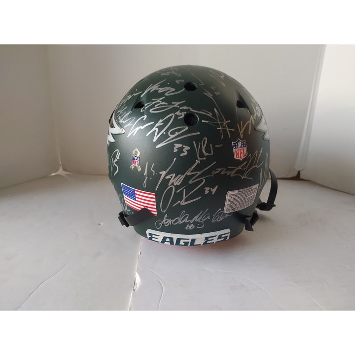 Philadelphia Eagles Schutt Pro Model Authentic Helmet team signed Saquon Barkley Aj Brown Devanta Smith Jalen Hurts Helmet signed with proof