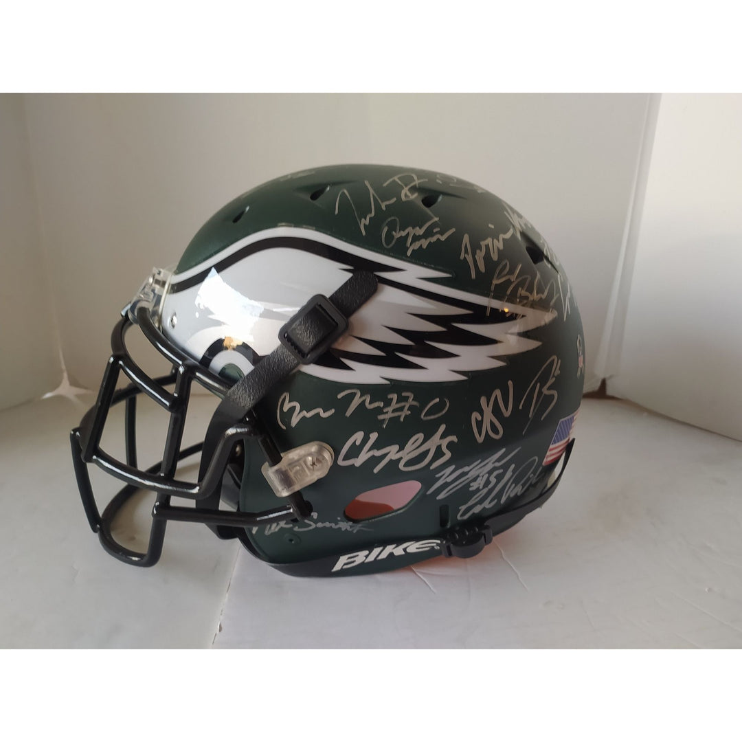 Philadelphia Eagles Schutt Pro Model Authentic Helmet team signed Saquon Barkley Aj Brown Devanta Smith Jalen Hurts Helmet signed with proof