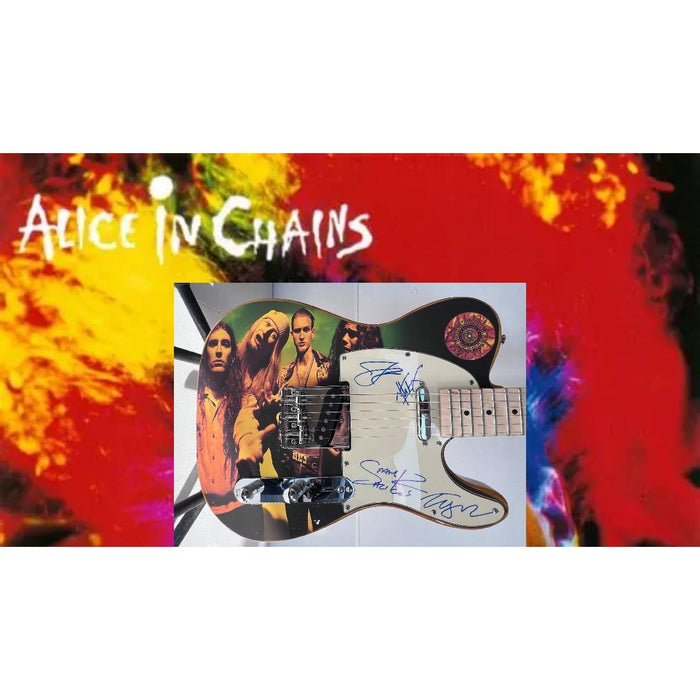 Alice in Chains Hand signed by Layne Staley, Jerry Cantrell, Mike Starr, and Sean Kinney telecaster electric guitar signed with proof.