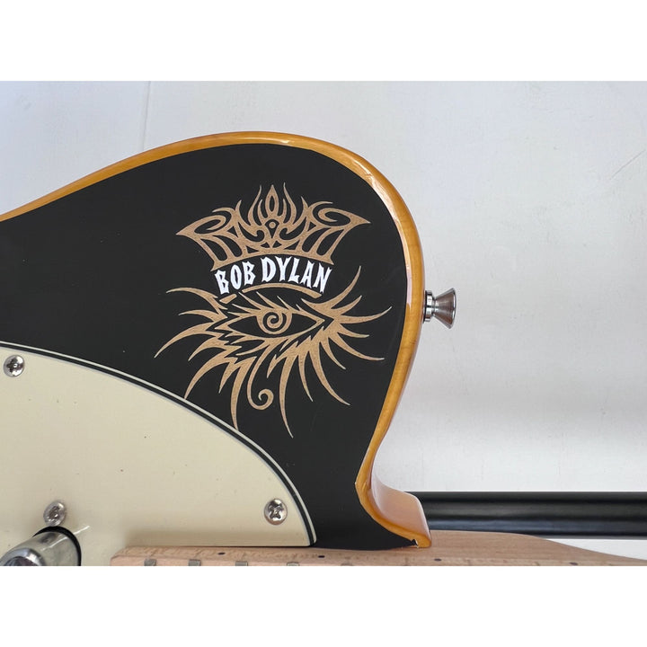 Bob Dylan signed with inscription   one of a kind full size electric guitar signed with proof.