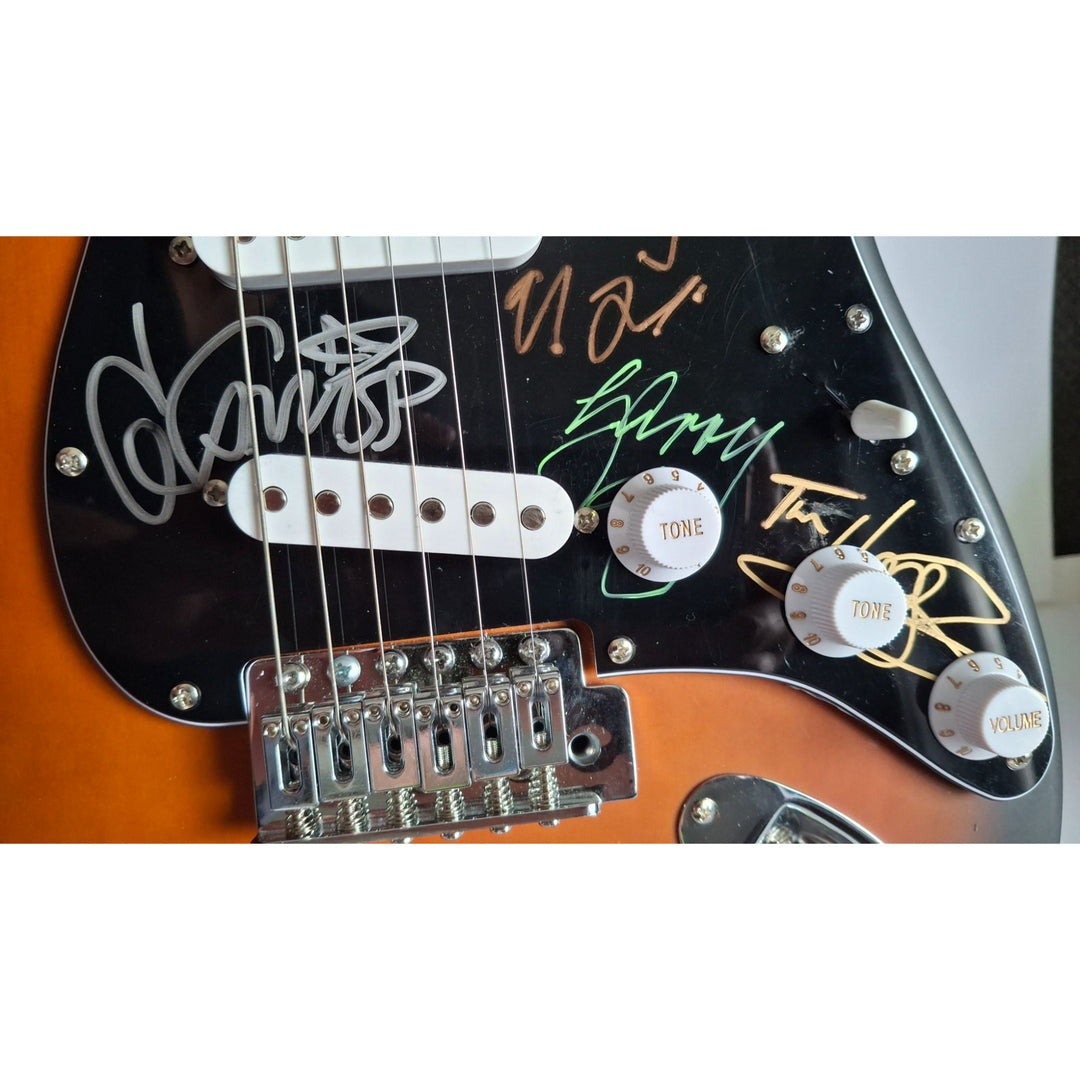 Michael Hutchence, Garry Gary Beers,  Jon, Andrew, Tim Farriss, INXS, Fender Stratocaster electric guitar signed with proof