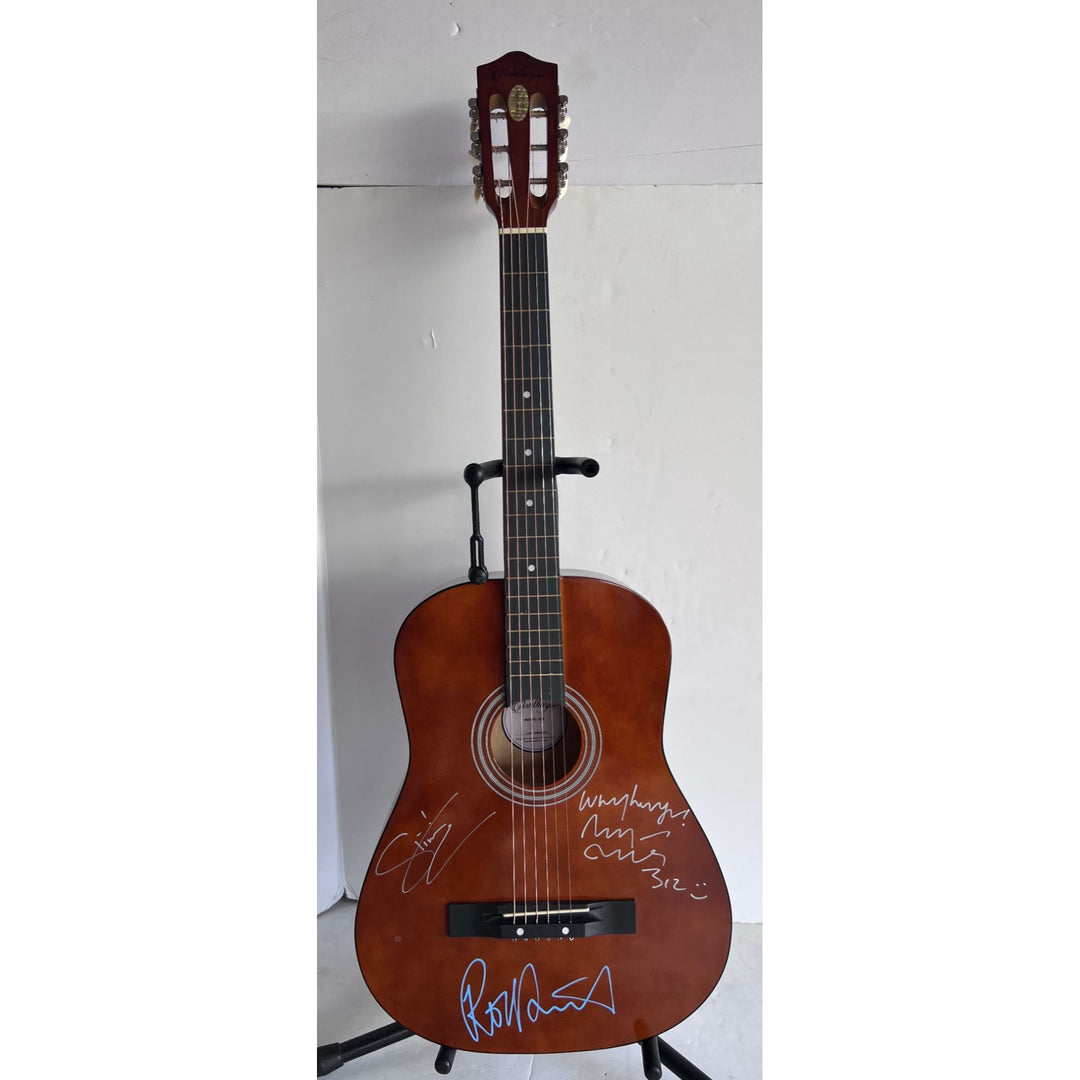 Sting Gordon Sumner, Bryan Adams and Rod Stewart 38" full size acoustic guitar signed with proof