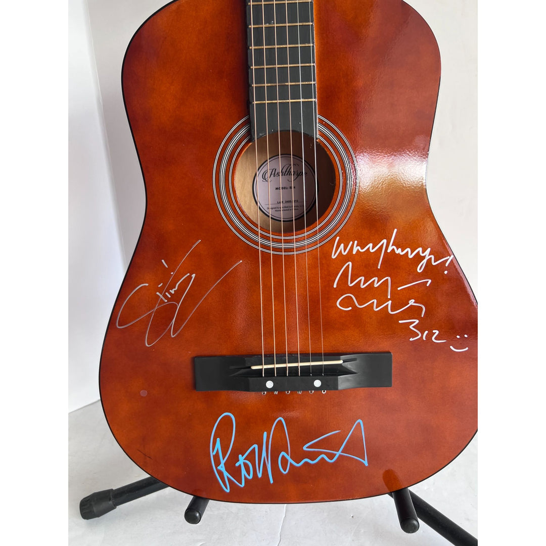 Sting Gordon Sumner, Bryan Adams and Rod Stewart 38" full size acoustic guitar signed with proof