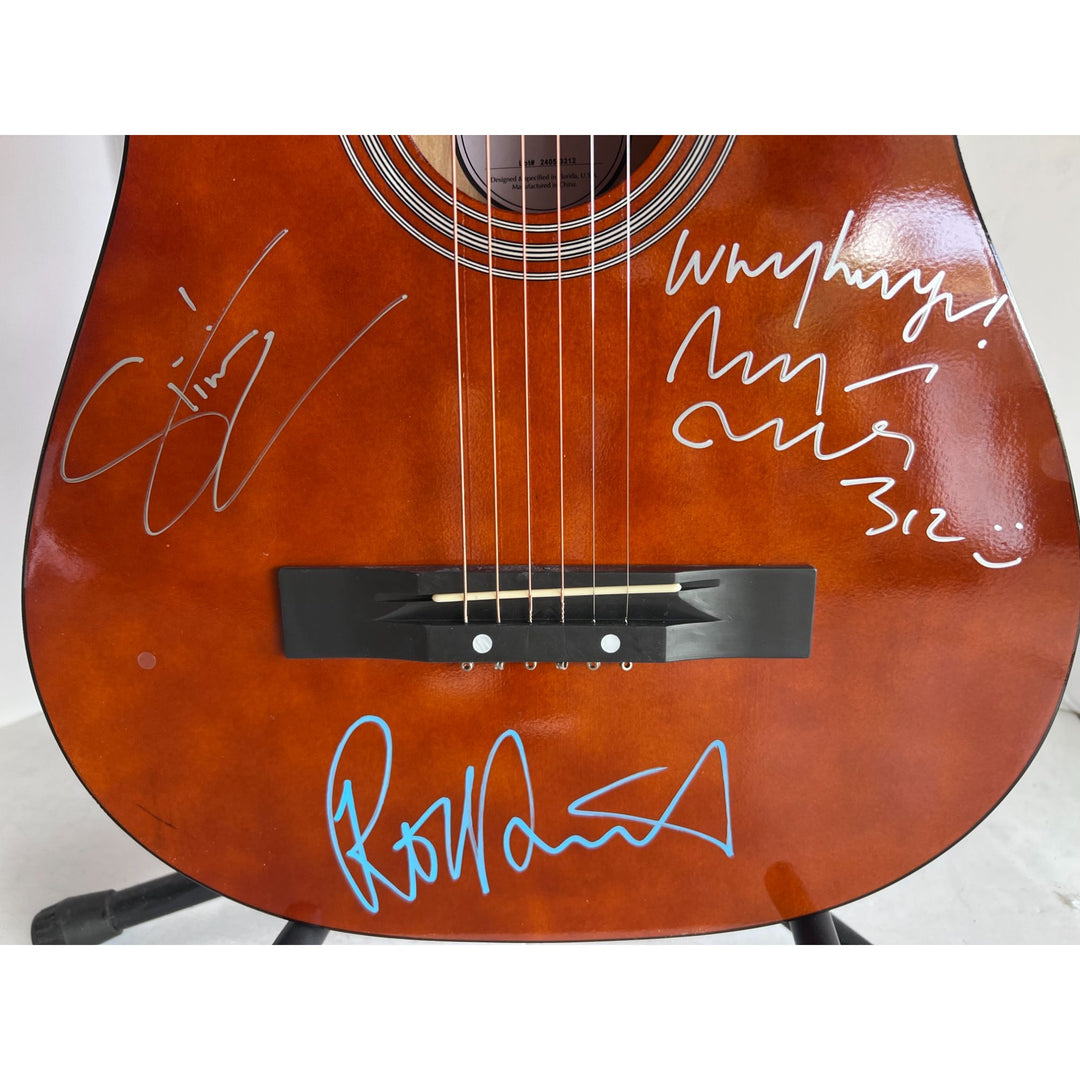 Sting Gordon Sumner, Bryan Adams and Rod Stewart 38" full size acoustic guitar signed with proof