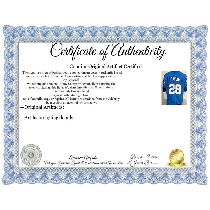 Jonathan Taylor Indianapolis Colts game model jersey signed with proof.