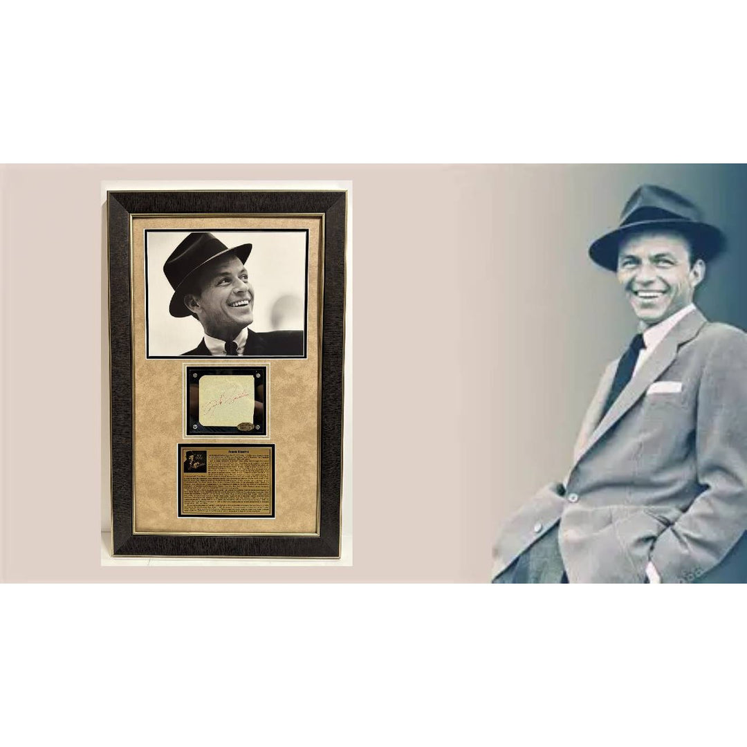 Frank Sinatra vintage autograph book page signed with proof and museum quality frame 