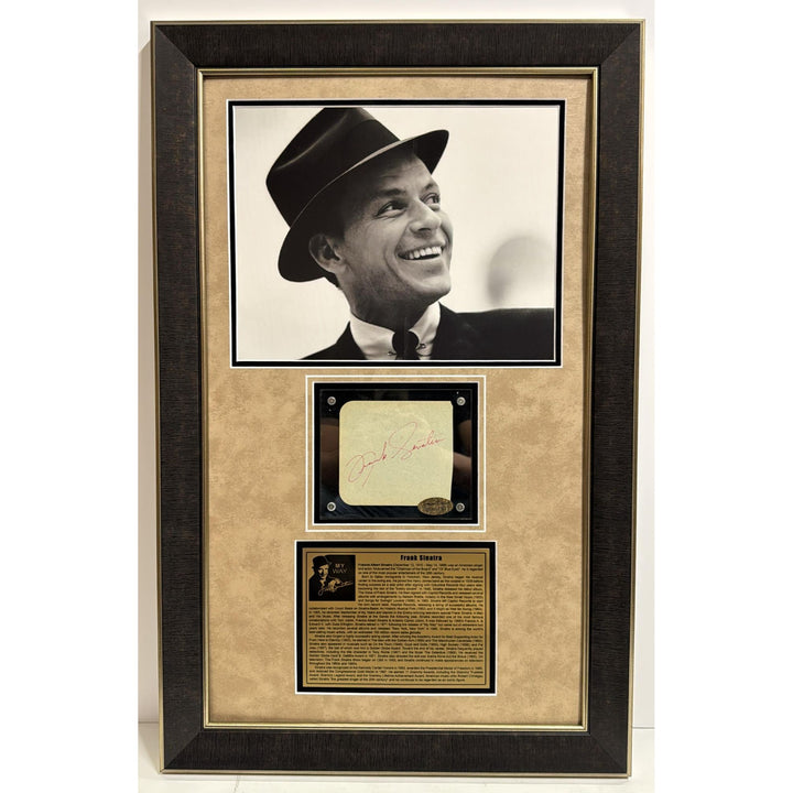 Frank Sinatra vintage autograph book page signed with proof and museum quality frame 