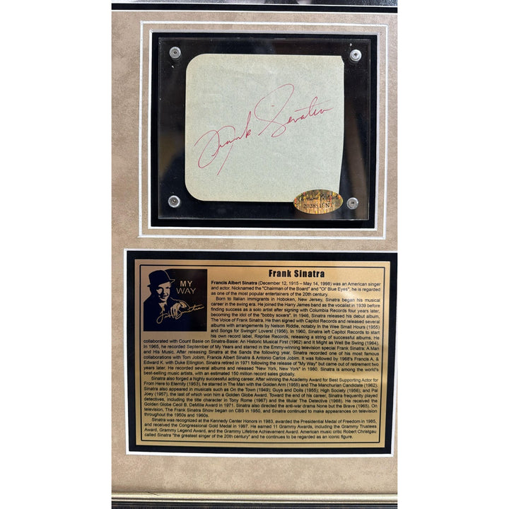 Frank Sinatra vintage autograph book page signed with proof and museum quality frame 