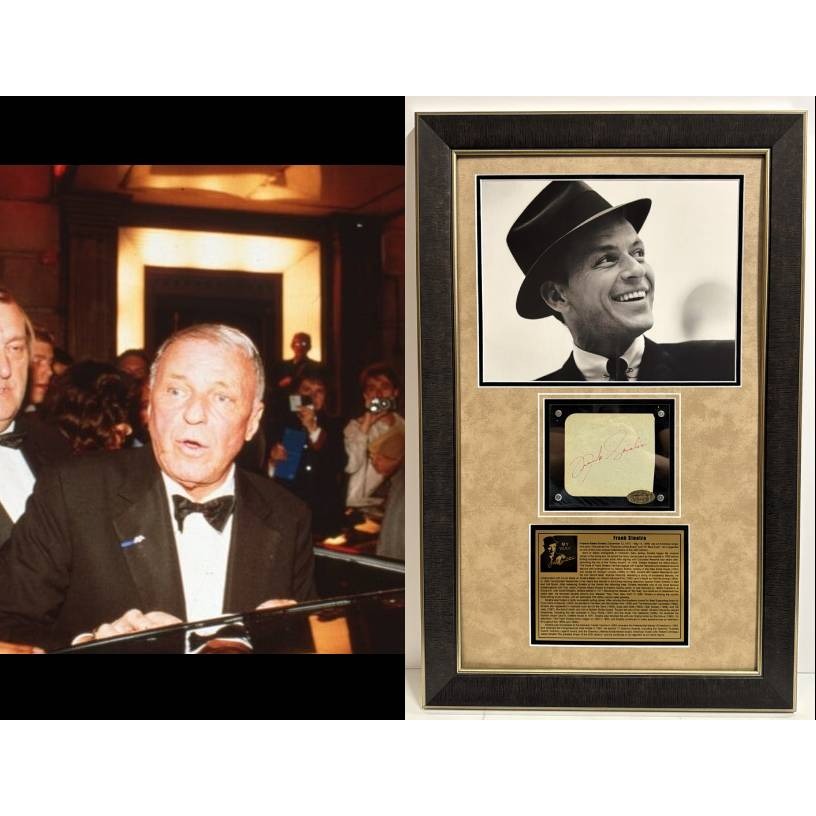 Frank Sinatra vintage autograph book page signed with proof and museum quality frame 