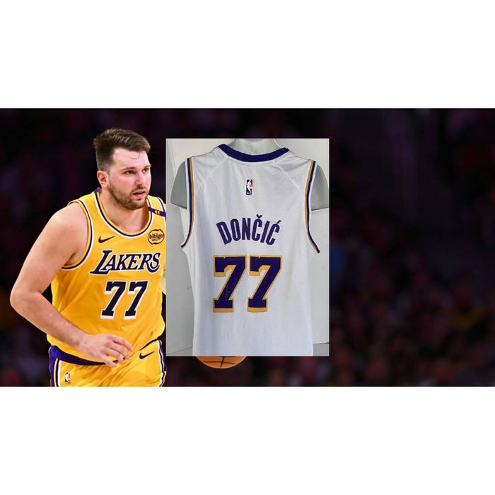 Los Angeles Lakers Luka Doncic size 50 NBA authentics jersey signed with proof.