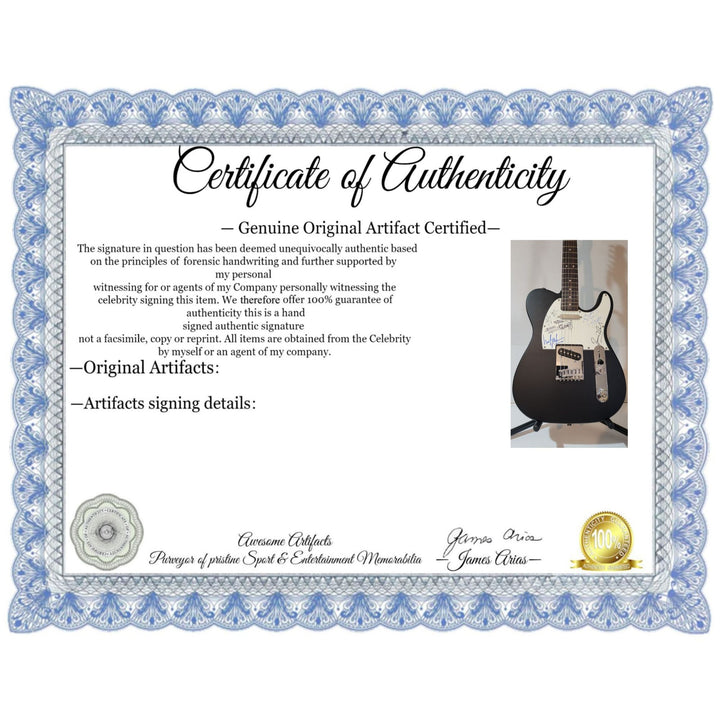 Rolling Stones Mick Jagger, Keith Richards, Bill Wyman, Charlie Watts & Ronnie Wood authentic Fender telecaster electric guitar signed