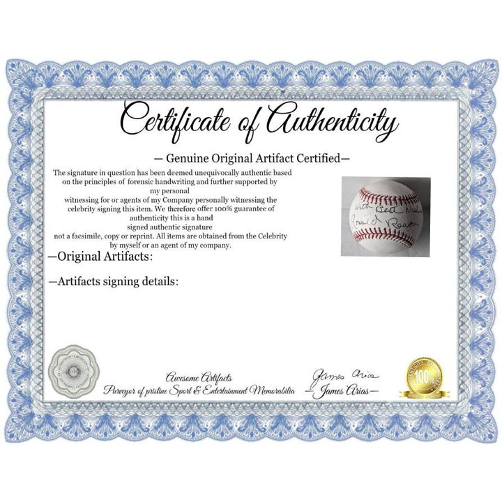 Ronald Wilson Reagan (40) US President Rawlings official MLB baseball signed with proof and free display case.