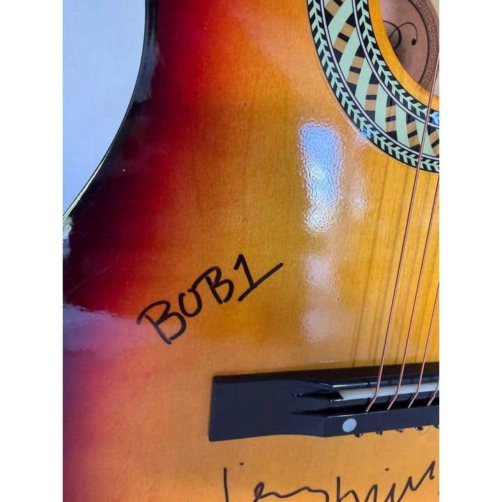 Devo Bob Mothersbaugh, Mark Mothersbaugh, Bob Casale and Gerald Casale vintage acoustic guitar signed