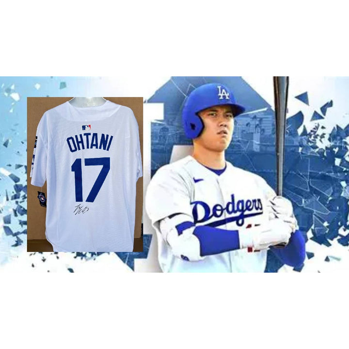 shohei ohtani Los Angeles Dodgers nike jersey signed with proof.
