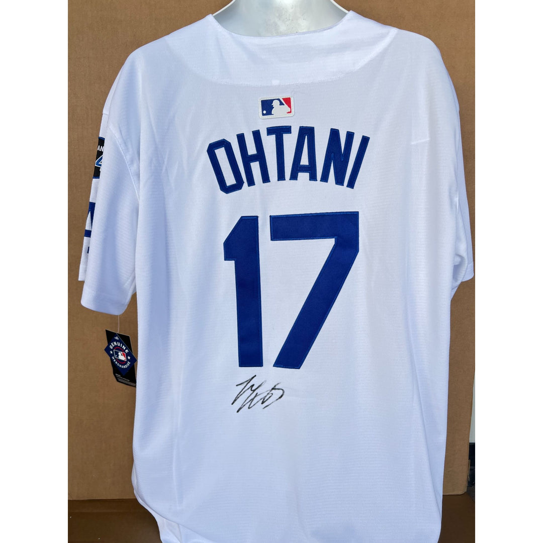 shohei ohtani Los Angeles Dodgers nike jersey signed with proof.