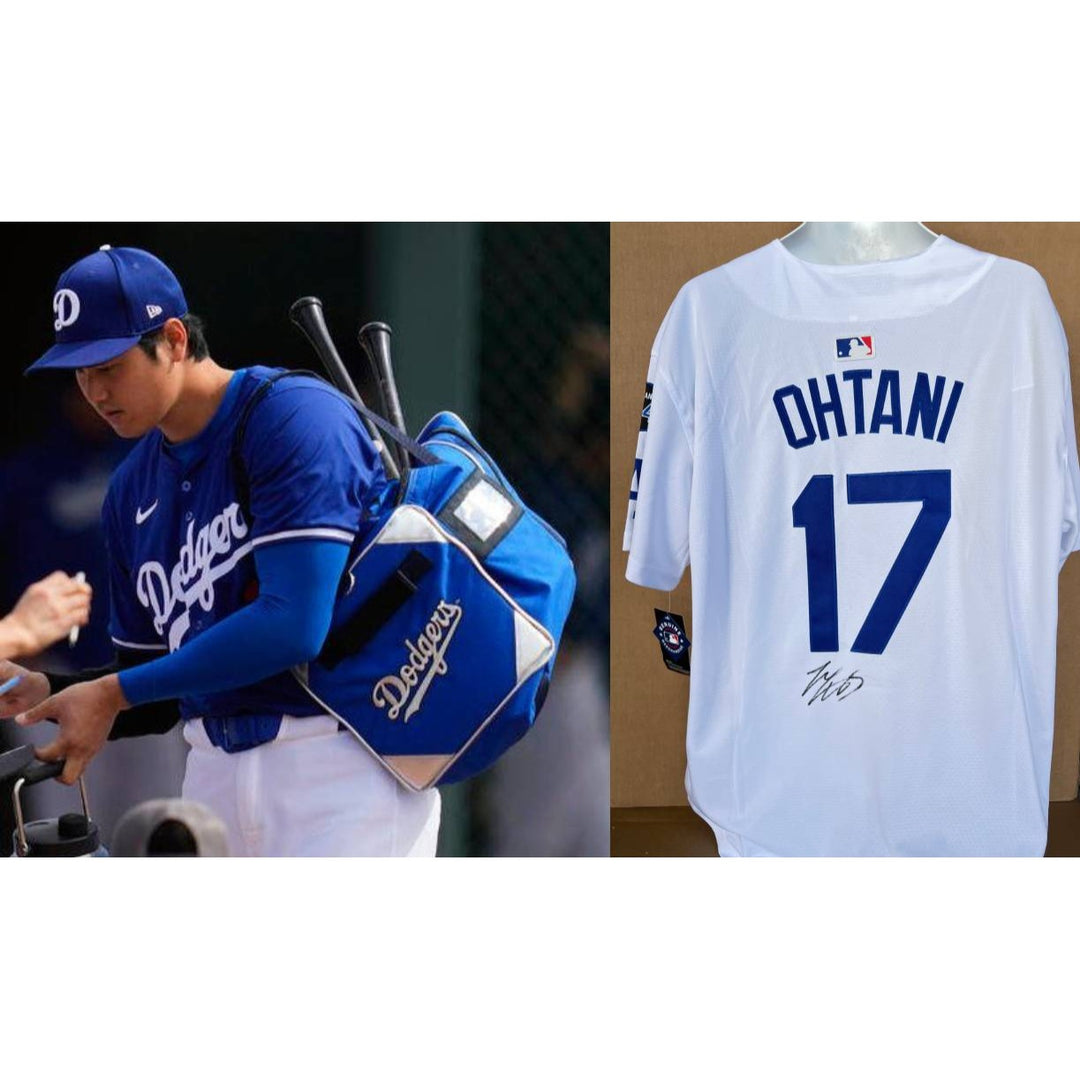 shohei ohtani Los Angeles Dodgers nike jersey signed with proof.