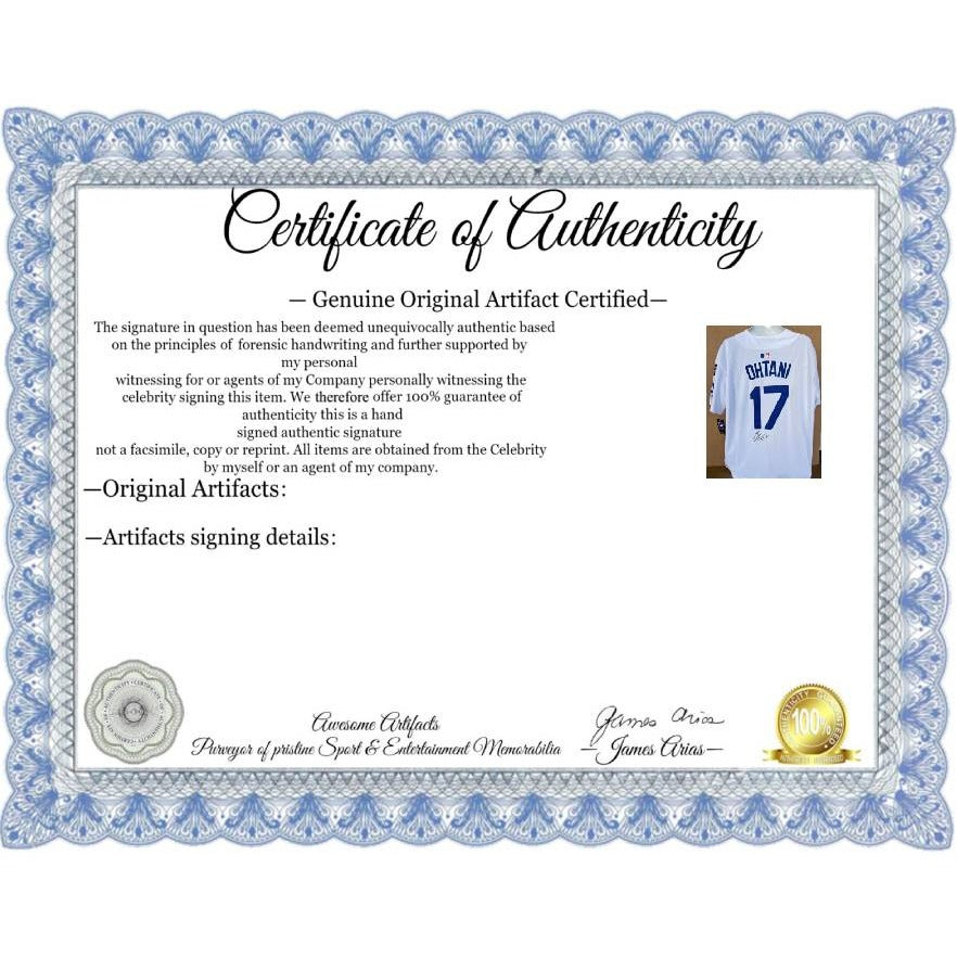 shohei ohtani Los Angeles Dodgers nike jersey signed with proof.