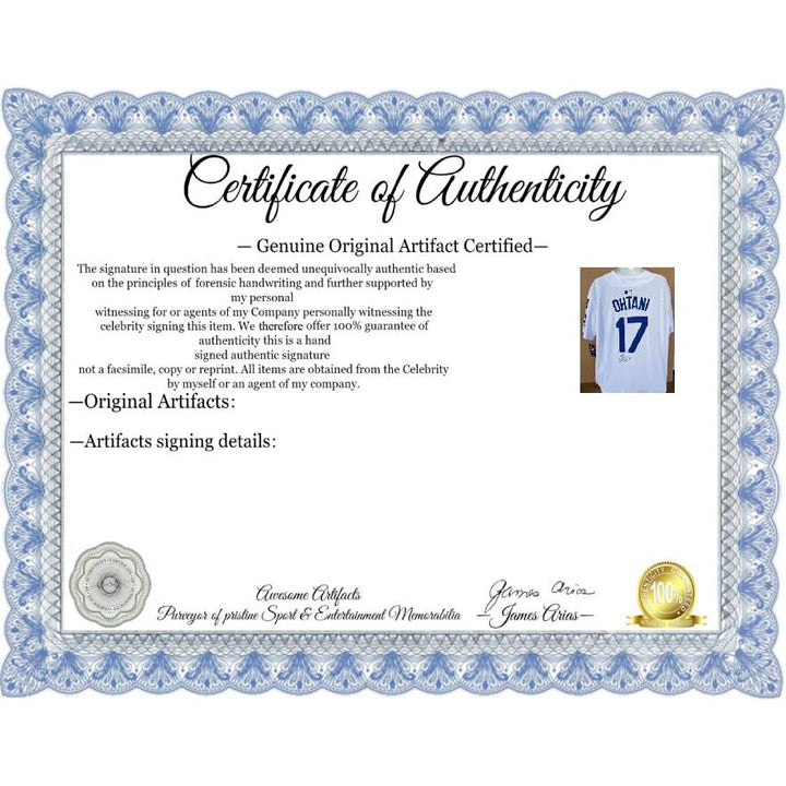 shohei ohtani Los Angeles Dodgers nike jersey signed with proof.