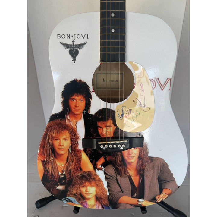 Jon Bon Jovi, Richie Sambora, Tico Torres, David Bryan Bon Jovi one of a kind acoustic guitar signed with proof.