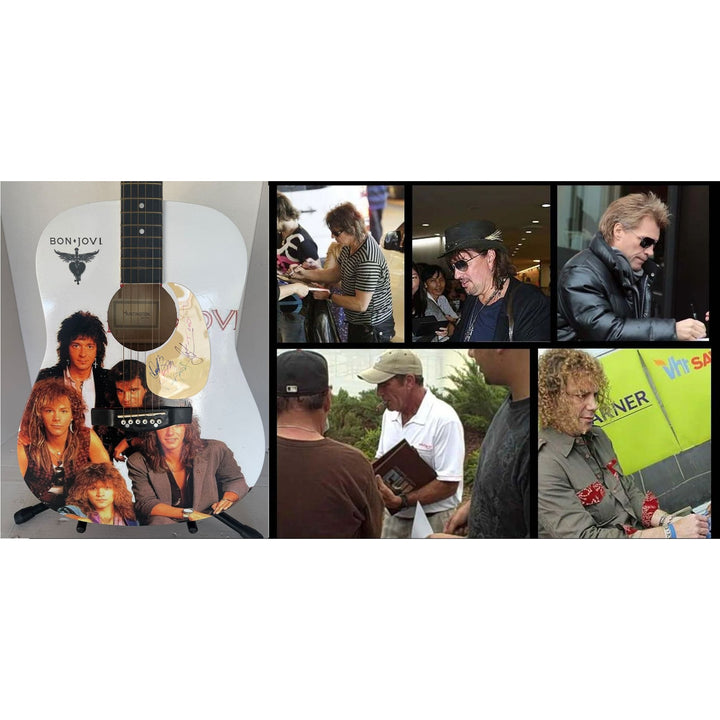 Jon Bon Jovi, Richie Sambora, Tico Torres, David Bryan Bon Jovi one of a kind acoustic guitar signed with proof.