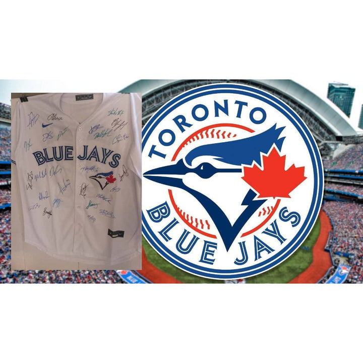 Toronto Blue Jays 2024 American League champs team signed MLB game model jersey signed with proof
