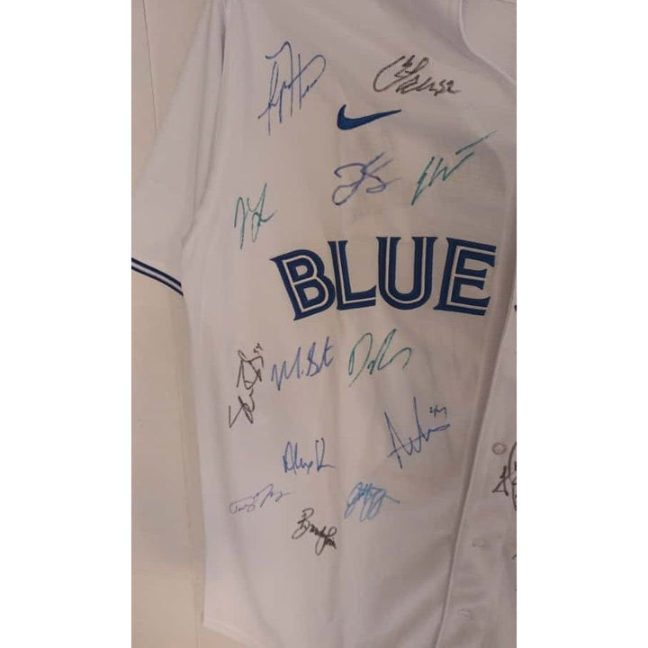 Toronto Blue Jays 2024 American League champs team signed MLB game model jersey signed with proof