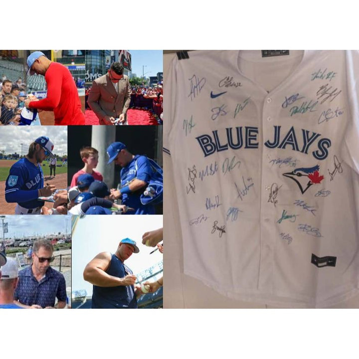 Toronto Blue Jays 2024 American League champs team signed MLB game model jersey signed with proof