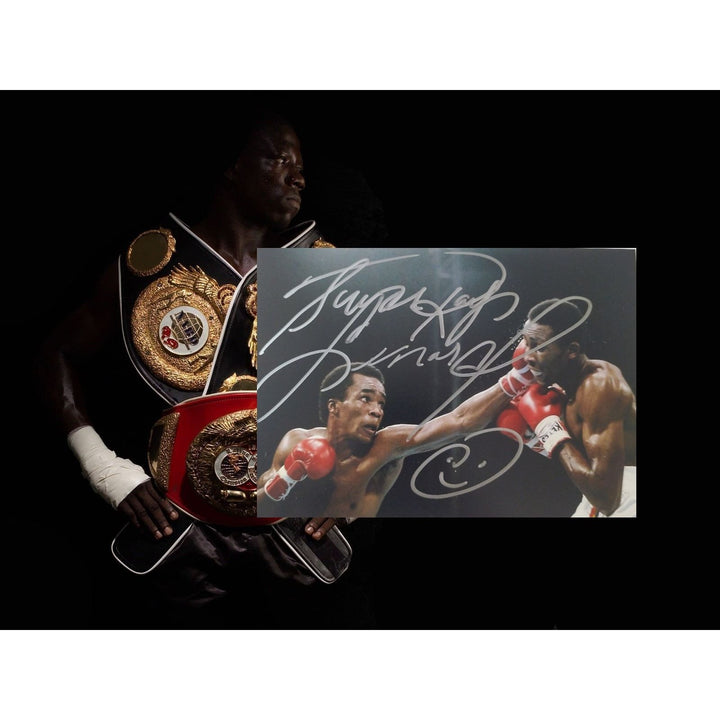 Boxing, Champion, Sugar Ray Leonard, 5x7 photos, signed with proof