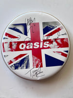 Load image into Gallery viewer, Oasis Noel &amp; Liam Gallagher 14-inch one-of-a-kind drum head signed with proof
