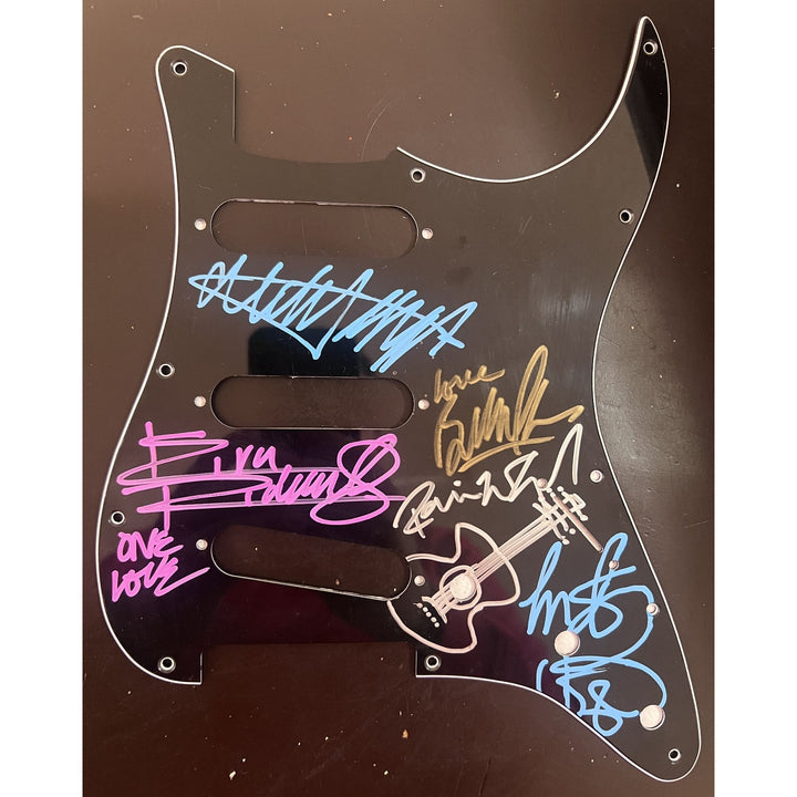 Bill Wyman, Ronnie Wood, Keith Richards, Mick Jagger, Charlie Watts The Rolling Stones  Stratocaster guitar pickguard signed with proof