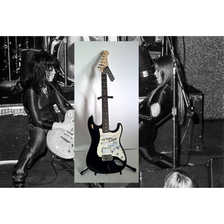 Joan Jett & Lita Ford signed with inscriptions authentic Fender Stratocaster electric guitar signed with proof