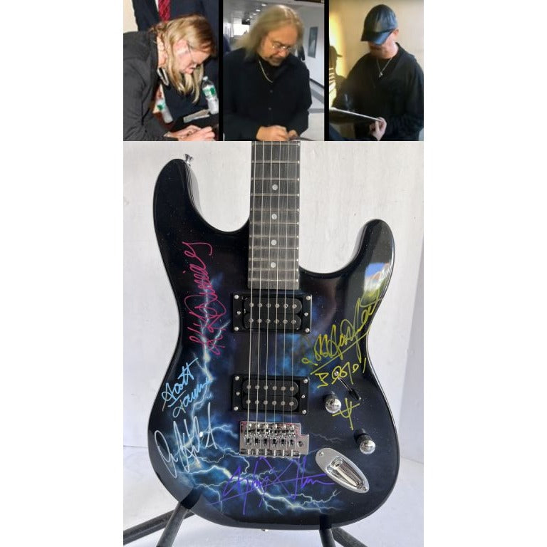 Judas Priest Rob Halford KK Downing Glenn Tipton Richie Faulkner Ian Hill electric guitar signed with proof