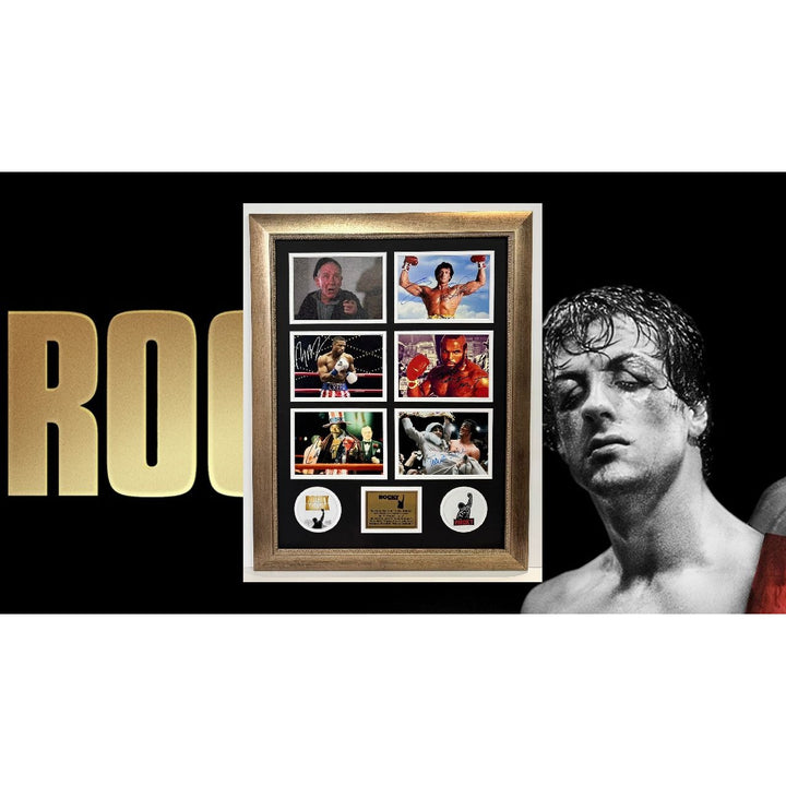 Sylvester Stallone Carl Weathers Mr. T Michael B. Jordan Talia Shire Rocky 5x7 photos with Museum quality frame 22x28 signed with proof