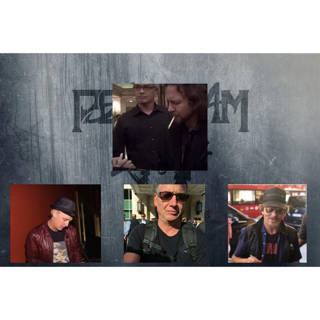 Eddie Vedder Pearl Jam complete band signed 8x10 photo with proof Awesome Artifacts