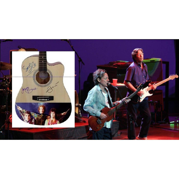 Ginger Baker, Eric Clapton, Jack Bruce Cream full size acoustic guitar signed with proof