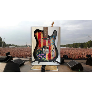 Bruce Springsteen Clarence Clemons and the E street band American flag telecaster electric guitar signed with proof