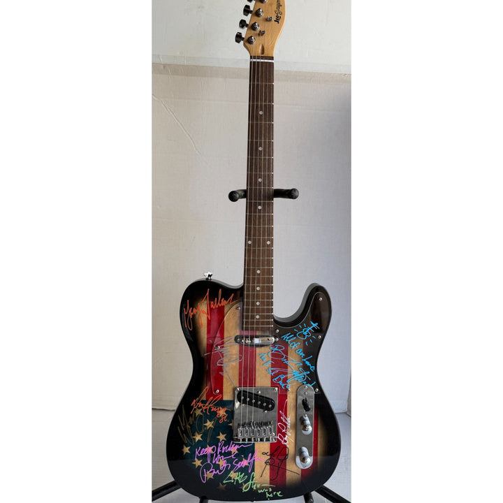 Bruce Springsteen Clarence Clemons and the E street band American flag telecaster electric guitar signed with proof.
