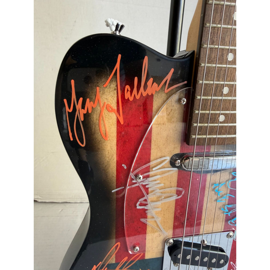 Bruce Springsteen Clarence Clemons and the E street band American flag telecaster electric guitar signed with proof.