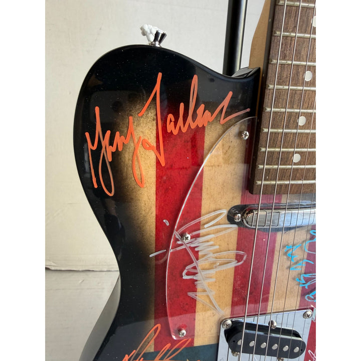 Bruce Springsteen Clarence Clemons and the E street band American flag telecaster electric guitar signed with proof.