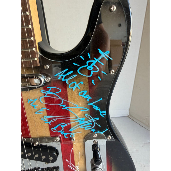 Bruce Springsteen Clarence Clemons and the E street band American flag telecaster electric guitar signed with proof.