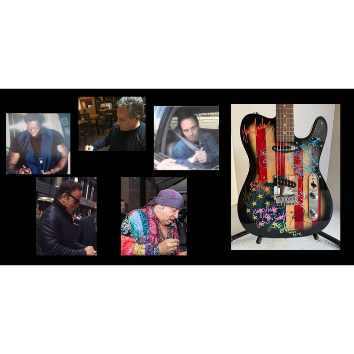 Bruce Springsteen Clarence Clemons and the E street band American flag telecaster electric guitar signed with proof.