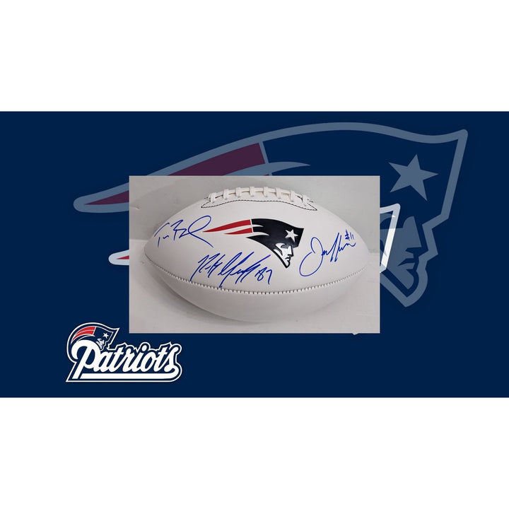 Tom Brady , Rob Gronkowski, Julian Edelman New England Patriots full size football signed with proof