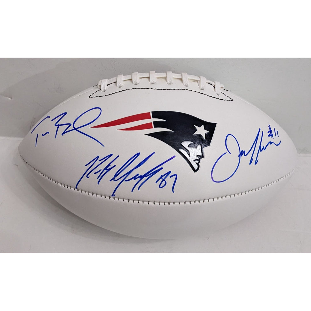 Tom Brady , Rob Gronkowski, Julian Edelman New England Patriots full size football signed with proof