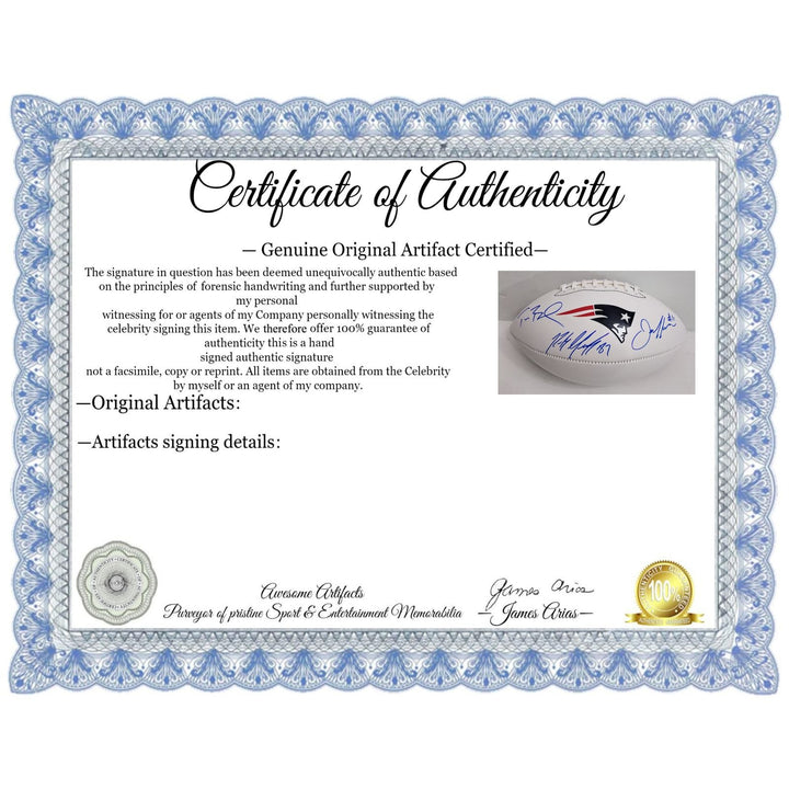 Tom Brady , Rob Gronkowski, Julian Edelman New England Patriots full size football signed with proof