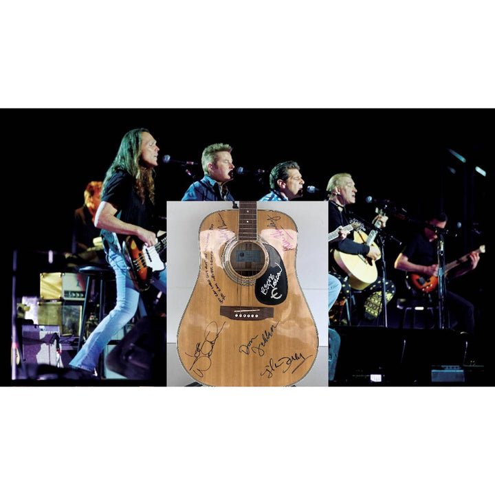 Don Henley , Glenn Frey, Joe Walsh, Randy Meisner,  Bernie Leadon, Don Felder  Eagles one of a kind acoustic guitar signed with proof.