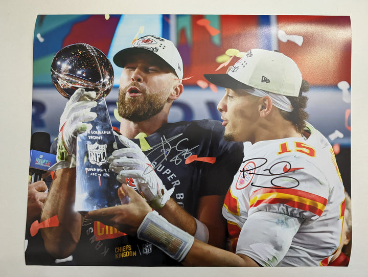 Kansas City Chiefs Patrick Mahomes and Travis Kelce 16x20 photo signed with proof