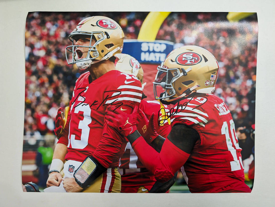 San Francisco 49ers Brock Purdy Deebo Samuel 16x20 signed with proof