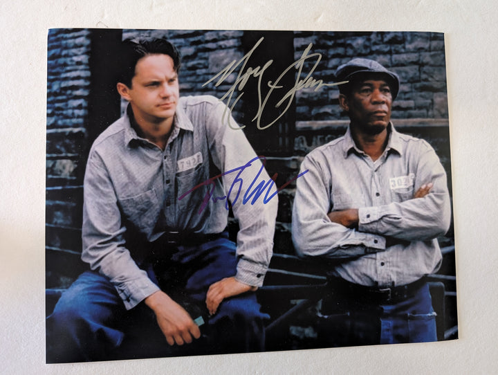 Shawshank Redemption Morgan Freeman, Tim Robbins signed 8 by 10 photo with proof - Awesome Artifacts 